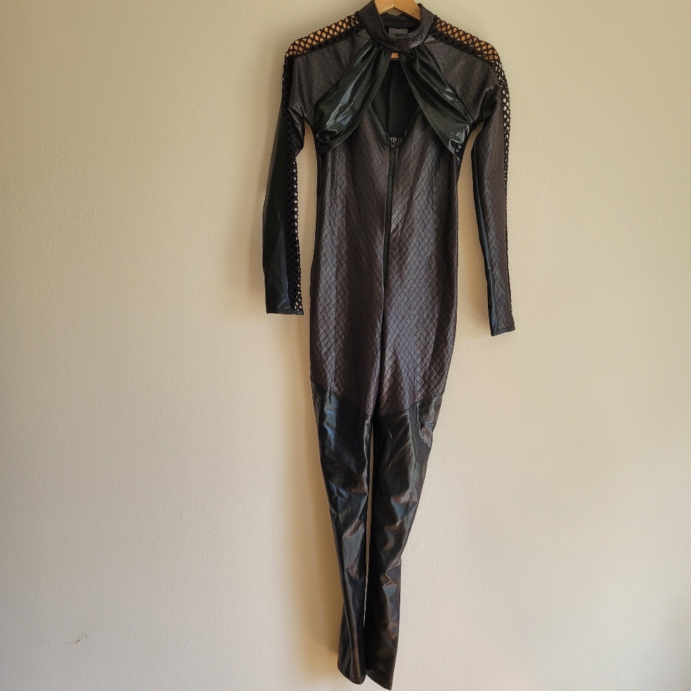 Leg Avenue Wicked Kitty Adult Sized Costume Black Catsuit Size SP